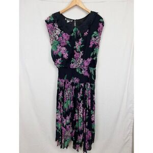 Moonglow Vintage 80s India Cotton Gauze Dress Womens L Lilac Floral Whimsigoth